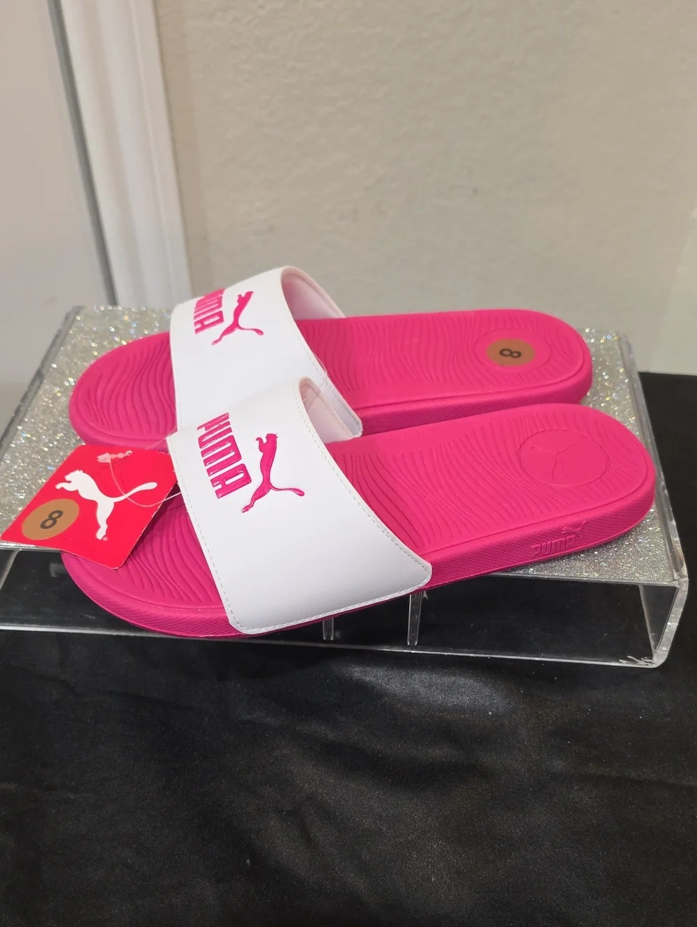 Puma PopCat 20 Slide Sandals- White/Pinktastic